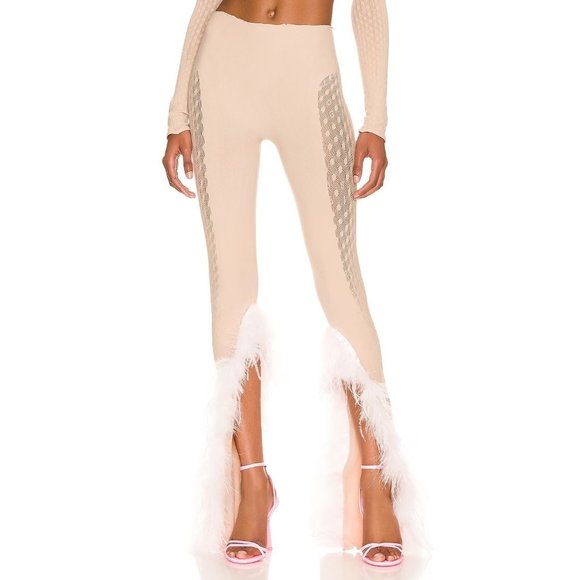 POSTER GIRL Pants - Poster Girl Feathered Tulia Trousers in Taupe & Dusty Pink One Size Womens Pants